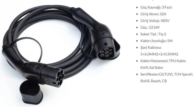 AUTEL 22 KW ŞARJ KABLOSU - AUTEL GDC022 kodlu oto yedek parça