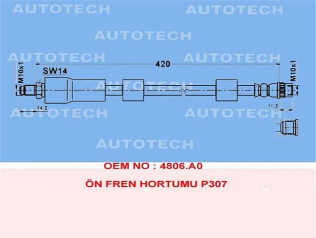 AUTOTECH ÖN FREN HORTUMU KIA BESTA  - AUTOTECH TK02 kodlu oto yedek parça