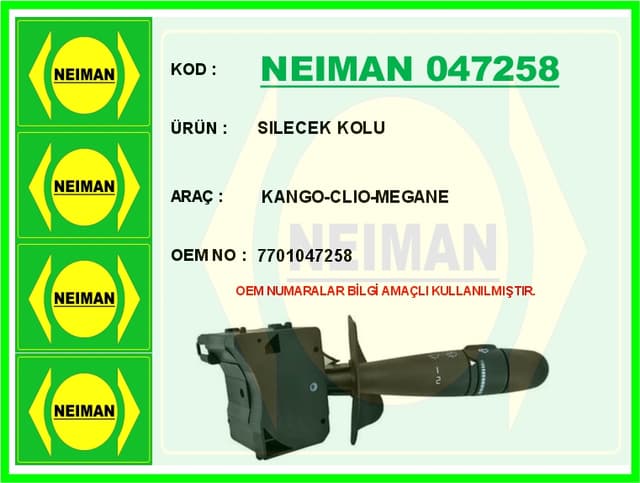 BESCHER SILECEK KOLU KANGO-CLIO-MEGANE OEM: 7701047258 - NEIMAN 047258 kodlu oto yedek parça