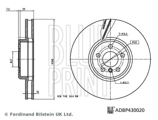 BLUEPRINT FREN DISKI ON SOL BMW G20 G22 G30 G32 G11 G12 G15 G16 G01 G02 G05 G07 Z4 iX I20 YUKSEK KARBONLU KAPLMALI OEM: 34116860911-34106880075 - BLUEPRINT ADBP430020 kodlu oto yedek parça