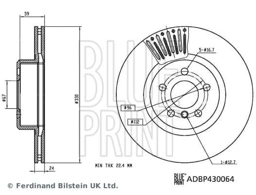 BLUEPRINT FREN DISKI ON BMW G30 G31 F90 16 X3 G01 17 X4 G02 18 G29 34116860907-34106865722 OEM: 34116860907-34106865722 - BLUEPRINT ADBP430064 kodlu oto yedek parça