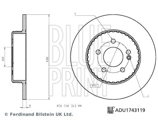 BLUEPRINT FREN DISKI ARKA MERCEDES C-CLASS W205 S205 C205 A205 A0004230512 OEM: A0004230512 - BLUEPRINT ADU1743119 kodlu oto yedek parça