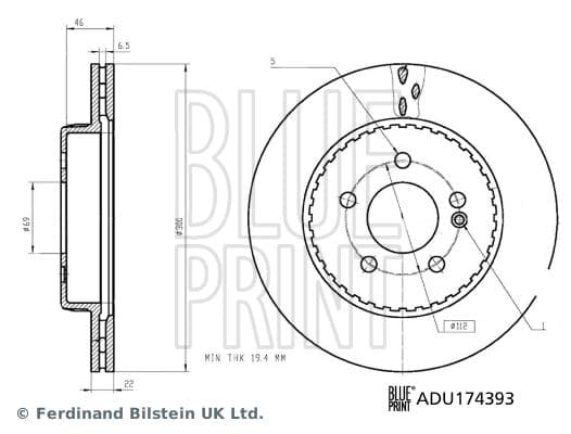 BLUEPRINT FREN DISKI ARKA MERCEDES W205 S205 C205 A205 C257 W213 C238 A0004231812 OEM: A0004231812 - BLUEPRINT ADU174393 kodlu oto yedek parça