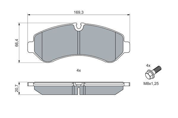 BOSCH FREN BALATASI ARKA MERCEDES SPRINTER B907 18 OEM: A9074205201 - BOSCH 0986460013 kodlu oto yedek parça