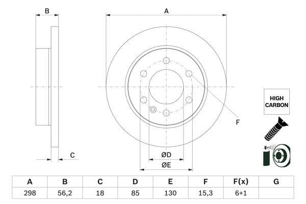 BOSCH FREN DISKI ARKA MERCEDES SPRINTER B907 B910 18 ELEKTRONIK PARK FRENI OEM: A9104232100 - BOSCH 0986479H07 kodlu oto yedek parça