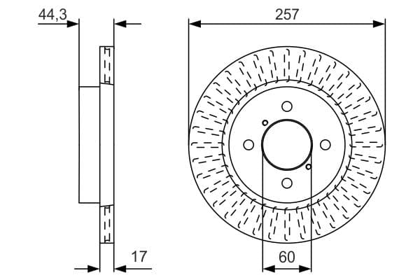 BOSCH ÖN FREN DİSKİ HAVA KANALLI CHERY KIMO 1.3L SQR473F 08-14 - 257 ÇAP X 4 BİJON Adet disk fiyatıdır OEM: S213501075 - BOSCH 0986479U93 kodlu oto yedek parça