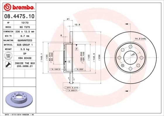 BREMBO ÖN FREN AYNASI CORSA B-ASTRA F-VECTRA A-ASCONA C-COMBO B 94-01 236x13x4DL DOLU 93182290-569013-90008005-569030 OEM: 93182290-569013-90008005-569030 - BREMBO 08447510 kodlu oto yedek parça
