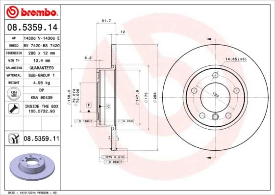 BREMBO FREN DISKI ON BMW E36 91 98 Z3 95 03 34116757751 OEM: 34116757751 - BREMBO 08535914 kodlu oto yedek parça