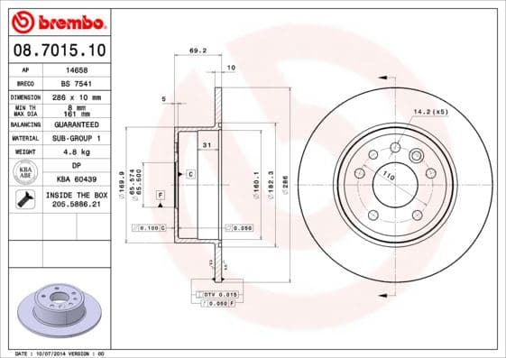 BREMBO ARKA FREN AYNASI VECTRA B 1.6 2.0i. 2.5i. V6 95/4.02 SAAB 900 II 9.3 93/8.03 9.5 96 286x10x5DL 569118-5084751-569210-5391578 OEM: 569118-5084751-569210-5391578 - BREMBO 08701510 kodlu oto yedek parça