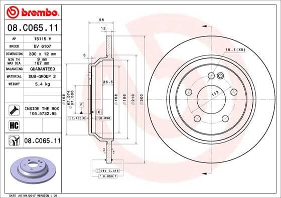 BREMBO FREN DISKI ARKA MERCEDES VITO W447 14 A4474230412 OEM: A4474230412 - BREMBO 08C06511 kodlu oto yedek parça