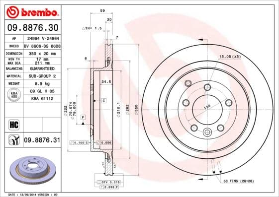 BREMBO FREN DISKI ARKA LANDROVER RANGE ROVER SPORT 3.0-3.6 ARKA TEK SDB000646 OEM: SDB000646 - BREMBO 09887631 kodlu oto yedek parça