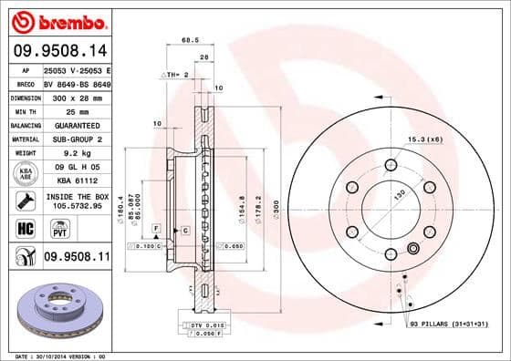 BREMBO FREN DISKI ON MERCEDES SPRINTER B906 B907 B910 . VW CRAFTER 30-35-50 A9104210100-2E0615301 OEM: A9104210100-2E0615301 - BREMBO 09950811 kodlu oto yedek parça