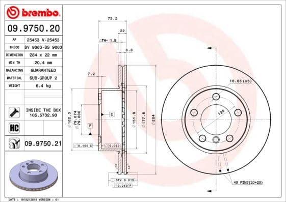 BREMBO FREN DISKI ON BMW F20 E87 F22 F23 34116792215 OEM: 34116792215 - BREMBO 09975021 kodlu oto yedek parça