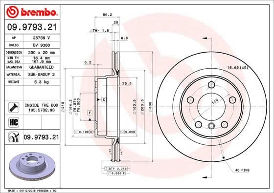 BREMBO FREN DISKI ARKA BMW E87 E90 F20 F30 F32 F34 F36 34216855007-34216792227 OEM: 34216855007-34216792227 - BREMBO 09979321 kodlu oto yedek parça