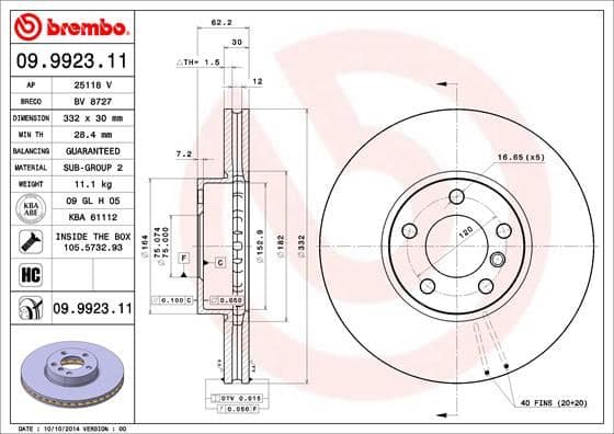 BREMBO FREN DISKI ON 332mm BMW E70 F15 E71 F16 34116793245-34116868939-34116886478 OEM: 34116793245-34116868939-34116886478 - BREMBO 09992311 kodlu oto yedek parça