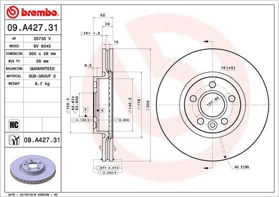 BREMBO ON FREN DISK AYNASI MONDEO IV S MAX GALAXY 07 11 FREELANDER 2 06-14 EVOQUE 12-18 VOLVO S60 II 10 S80 II V70 III XC70 II 06 300cm CAP 7G911125BA-LR007055-LR000571 OEM: 7G911125BA-LR007055-LR000571 - BREMBO 09A42731 kodlu oto yedek parça