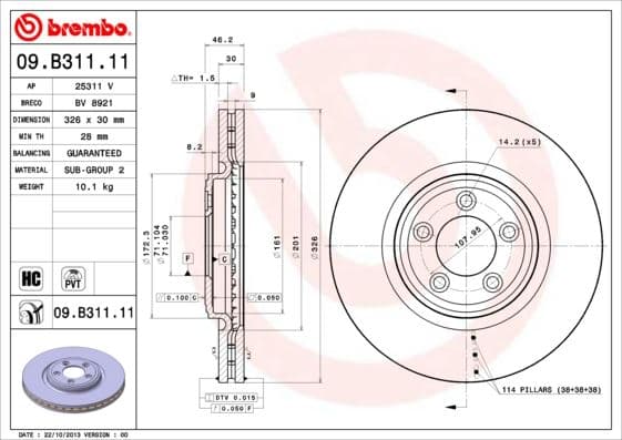 BREMBO ÖN FREN AYNASI JAGUAR XF I X250 XJ X350. X358 XK 2 X150 C2C25336-C2P26267 OEM: C2C25336-C2P26267 - BREMBO 09B31111 kodlu oto yedek parça