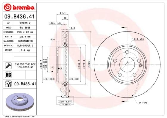 BREMBO FREN DISKI ON MERCEDES W176 W246 C117 X117 X156 A2464212412 OEM: A2464212412 - BREMBO 09B43641 kodlu oto yedek parça