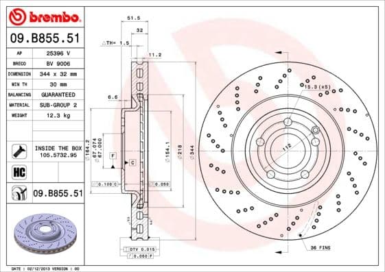 BREMBO FREN DISKI ON MERCEDES CLS-CLASS X218 C218 A2184210412 OEM: A2184210412 - BREMBO 09B85551 kodlu oto yedek parça