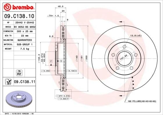 BREMBO ON FREN DISK AYNASI FOCUS II-III 04 17 C MAX 03 07 KUGA I-II 08 CONNECT 14 VOLVO C30 C70 II S40 II V50 04 12 OLCU 300 25 DV611125CA-DV611125EA-31362412 OEM: DV611125CA-DV611125EA-31362412 - BREMBO 09C13811 kodlu oto yedek parça