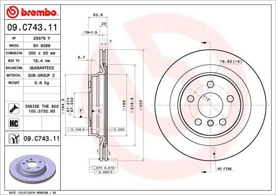 BREMBO FREN DISKI ARKA BMW F40 F52 F44 F45 F46 F48 F49 F39 . MINI F54 F60 OEM: 34216799369 - BREMBO 09C74311 kodlu oto yedek parça