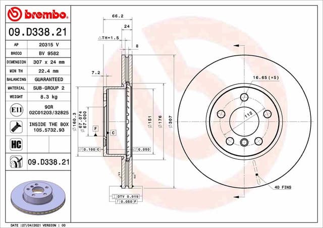 BREMBO FREN DISKI ON BMW G42 G20 G21 G28 G22 G23 G26 OEM: 34106877212 - BREMBO 09D33821 kodlu oto yedek parça