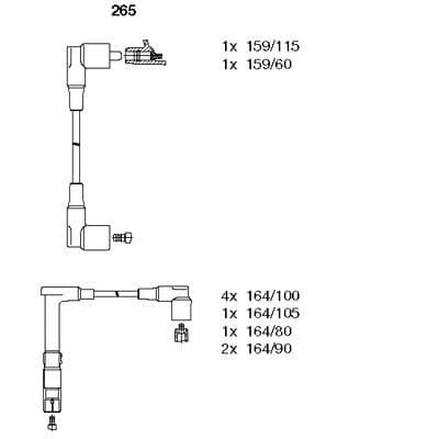 BREMI ATESLEME KABLOSU SETI MERCEDES M119 W124 W210 W140 OEM: 0300890635 - BREMI 265 kodlu oto yedek parça