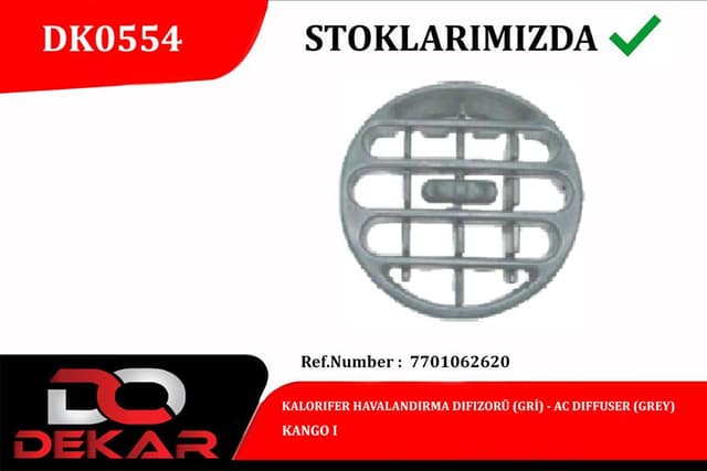 DEKAR KALORIFER HAVALANDIRMA DIFIZOR GRI KANGO I OEM: 7701062620 - DEKAR DK0554 kodlu oto yedek parça