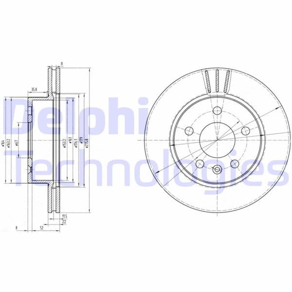 DELPHI FREN DISKI ON MERCEDES VITO W638 97 03 OEM: A6384210112 - DELPHI BG3296 kodlu oto yedek parça
