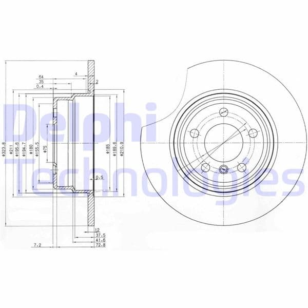DELPHI FREN DISKI ARKA BMW X5 E53 00 06 OEM: 34216859678-34216794299 - DELPHI BG3629 kodlu oto yedek parça