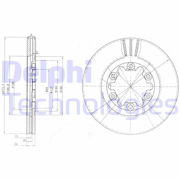 DELPHI ÖN FREN DISK HAVALI 273.7MM RANGER 4X4 98 06 MAZDA B2500 98 06 4X4 OEM: XM341027BA-UH7433251-3902839 - DELPHI BG3809 kodlu oto yedek parça