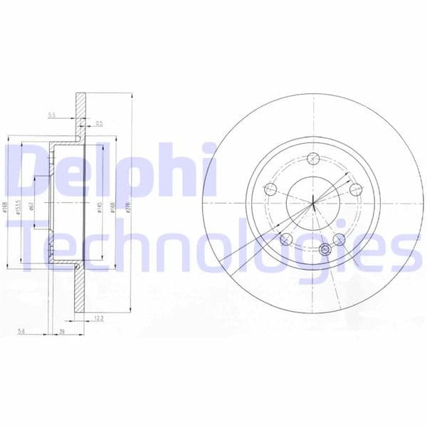DELPHI FREN DISKI ON MERCEDES A-CLASS W169 04 12 OEM: A1694210012 - DELPHI BG3840 kodlu oto yedek parça