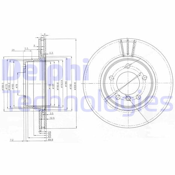 DELPHI FREN DISKI ON BMW E60 04 10 OEM: 34116864059 - DELPHI BG3870 kodlu oto yedek parça