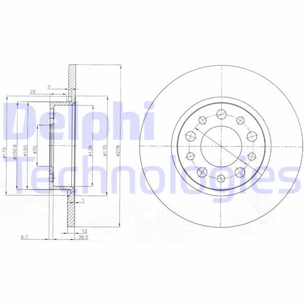 DELPHI ARKA FREN AYNASI ALFA ROMEO 159 05 GIULIETTA 10 SPIDER 06 FIAT 500 X 14 JEEP RENEGADE 14 COMPASS 16 278x12x43 OEM: 46843610-51760273-51963547 - DELPHI BG3994 kodlu oto yedek parça