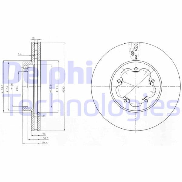 DELPHI ON FREN DISK AYNASI TRANSIT V347 06 14 O.CEKER OLCU 280 28 OEM: 6C111125BA-6C111125BB-1371394 - DELPHI BG4007 kodlu oto yedek parça
