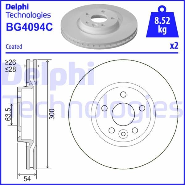 DELPHI ON FREN DISK AYNASI MONDEO IV S MAX GALAXY 07 11 FREELANDER 2 06-14 EVOQUE 12-18 VOLVO S60 II 10 S80 II V70 III XC70 II 06 300cm CAP OEM: 7G911125BA-LR007055-30769056 - DELPHI BG4094C kodlu oto yedek parça