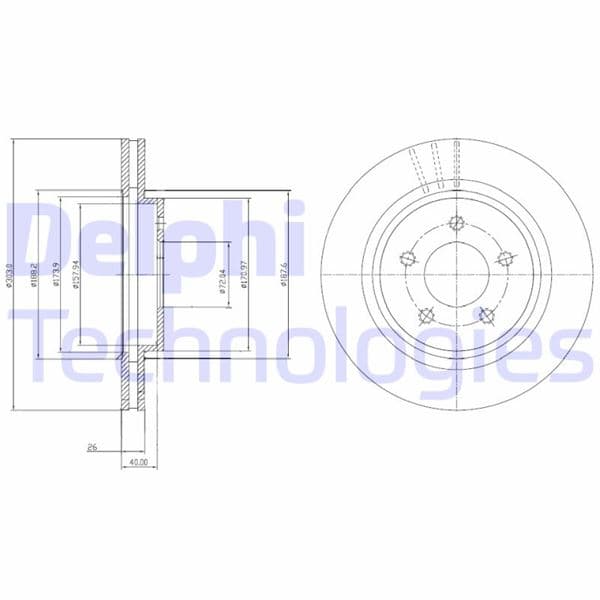 DELPHI ARKA FREN AYNASI VOLVO S60 10 13 S80 II 08 13 V60 10 V70 08 XC70 07 13 302x5DL OEM: 31341483-31277929-31471028-30769060 - DELPHI BG4240C kodlu oto yedek parça