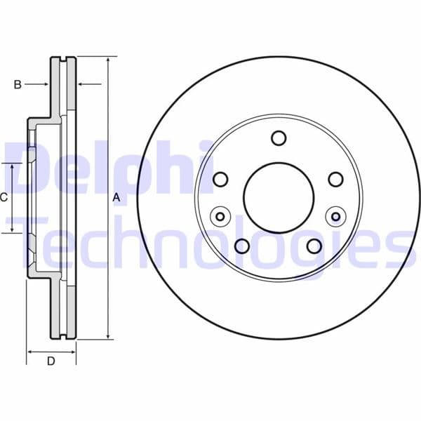 DELPHI ON FREN DISKI DACIA DUSTER I 10 18 DUSTER II 18 RENAULT MEGANE IV 15 DIŞ ÇAP: 269MM DISKI KALINLIĞI: 22.5MM 5 DELİK HAVALANDIRMALI OEM: 402061715R-402066300R-8660002096 - DELPHI BG4455 kodlu oto yedek parça