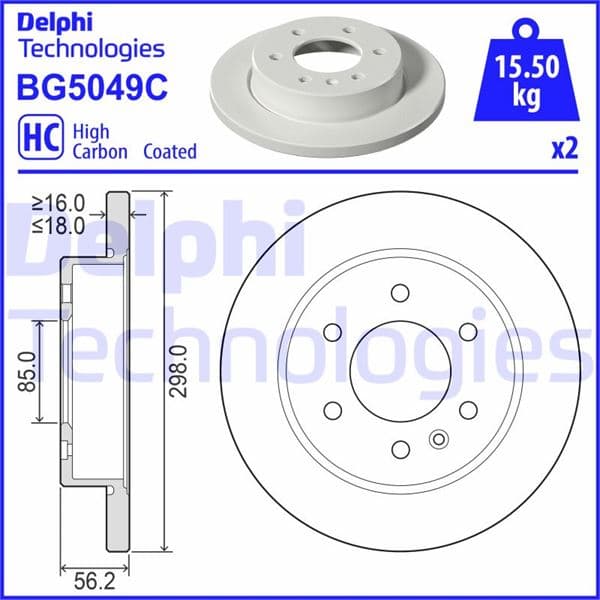 DELPHI FREN DISKI ARKA MERCEDES SPRINTER B907 B910 18 ELEKTRONIK PARK FRENI OEM: A9104232100 - DELPHI BG5049C kodlu oto yedek parça