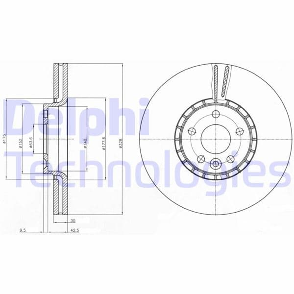 DELPHI ÖN FREN AYNASI ADET VOLVO XC60 D3 D4 D5 2.4D 2.0T 3.2 T5 T6 2008 2017 CAP 328X5 BJN OEM: 31277342-31410568-31471034 - DELPHI BG9085 kodlu oto yedek parça
