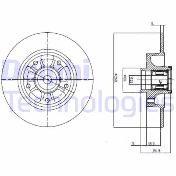 DELPHI ARKA FREN AYNASI RULMANLI RENAULT MEGANE III 09 FLUENCE 09 CLIO IV 12 SCENIC III 09 260x8x5DELİK 432001539R-432001868R-432007595R OEM: 432001539R-432001868R-432007595R - DELPHI BG9112RS kodlu oto yedek parça