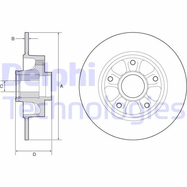 DELPHI FREN DİSKİ ARKA RENAULT MEGANE IV HB 16 RULMANLI ABS SENSÖRLÜ OEM: 432000166R-432009292R-432024629R - DELPHI BG9230RSC kodlu oto yedek parça