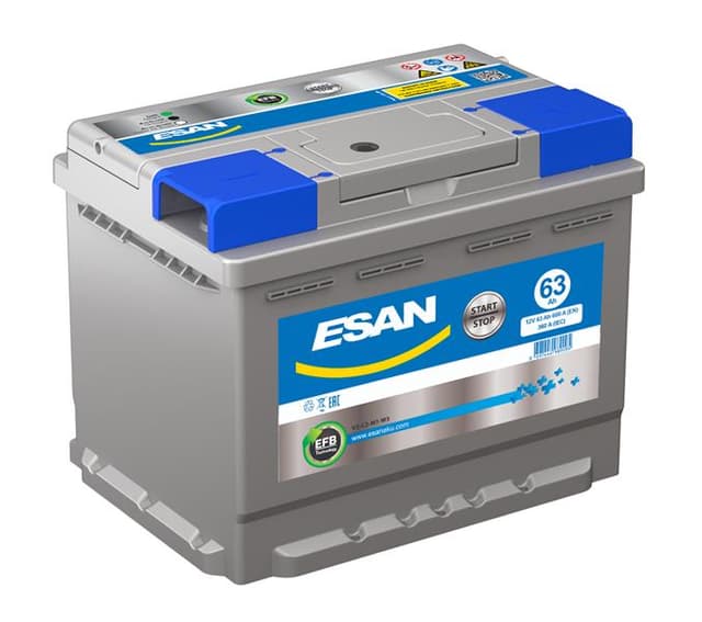 ESAN AKÜ 63 Ah START STOP EFB L2T 175x242x190  - ESAN 506374101307 kodlu oto yedek parça