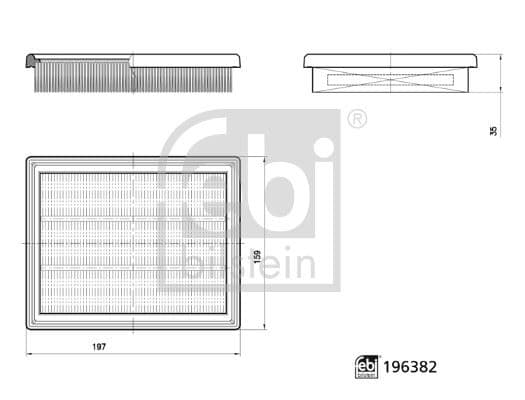 FEBI HAVA FILTRESI RENAULT AUSTRAL 24> RAFALE 24> 1.2 HYRIB H5F 200 BG E-TECH OEM: 165460392R - FEBI 196382 kodlu oto yedek parça