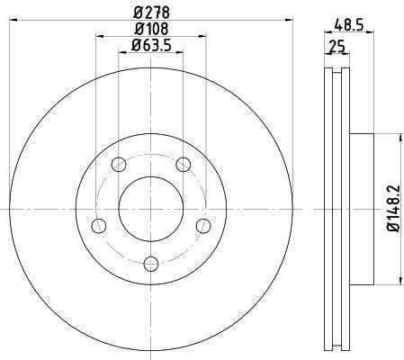 FRENDI ÖN FREN AYNASI ADET FOCUS 04-12 CMAX 07-10 S40 06-10 C30 10-12 C70 06-13 V50 05-12 278x25x5DLxHVLI AV611125BB-7M511125BB-1520297 OEM: AV611125BB-7M511125BB-1520297 - FRENDI 13554 kodlu oto yedek parça