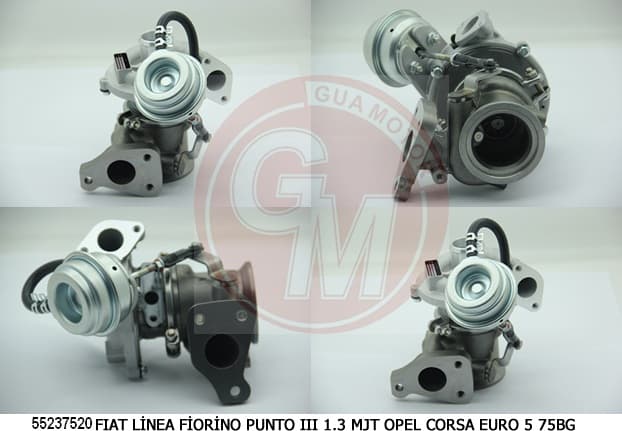 GUA TURBO ŞARJ FIAT FIORINO 07 LINEA 09 PUNTO 09 GRANDE PUNTO 05 11 1.3D MTJ E5 OPEL CORSA 1.3 CDTI A13DTC PSA BIPPER-NEMO 1.3HDI 10 EURO5 OEM: 55237520-55231037 - GUA 40663 kodlu oto yedek parça