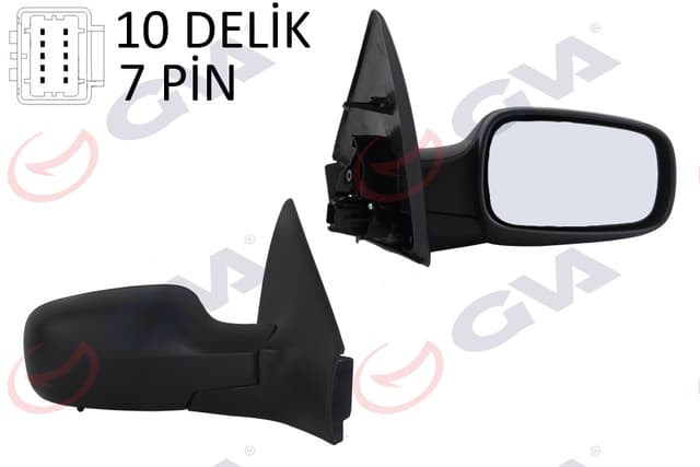 GVA DIŞ DİKİZ AYNASI SAĞ MEGANE 02 ELEKTRİKLİ ISITMALI SENSÖRLÜ SİYAH KAPAK KONVEKS 7 FİŞ VM-138EHSR OEM: 7701054688-7701068375 - GVA 1011130 kodlu oto yedek parça