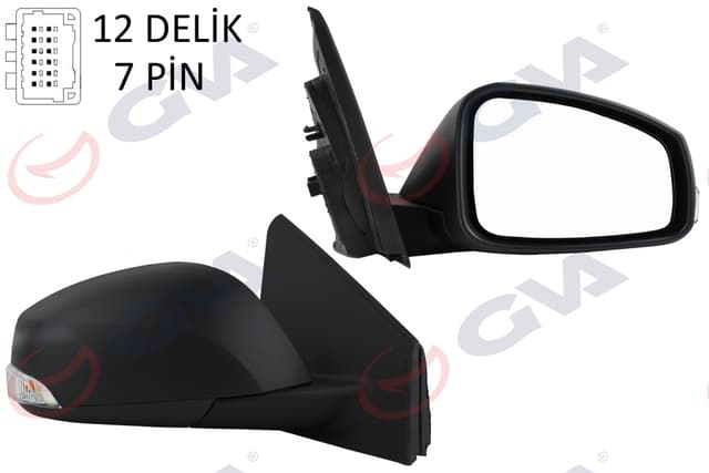 GVA DIŞ DİKİZ AYNASI SAĞ MEGANE-FLUENCE 08 ELEKTRİKLİ ISITMALI SİNYALLİ KONVEKS 7 FİŞ VM-6138EHR OEM: 963010191R-963012395R - GVA 1011321 kodlu oto yedek parça