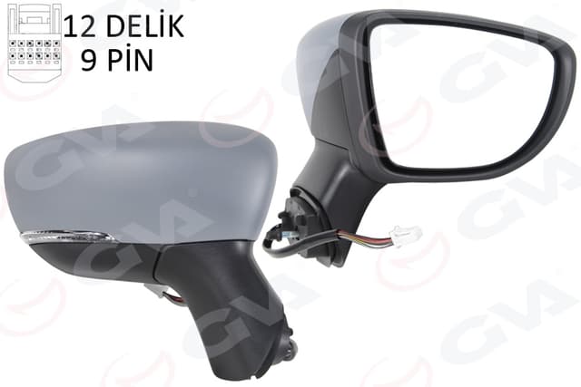GVA DIŞ DİKİZ AYNASI SAĞ ELEKTRİKLİ ISITMALI SİNYALLİ SENSÖRLÜ ASTARLI KONVEKS CAPTUR 17- OEM: 963010936R - GVA 1014820 kodlu oto yedek parça