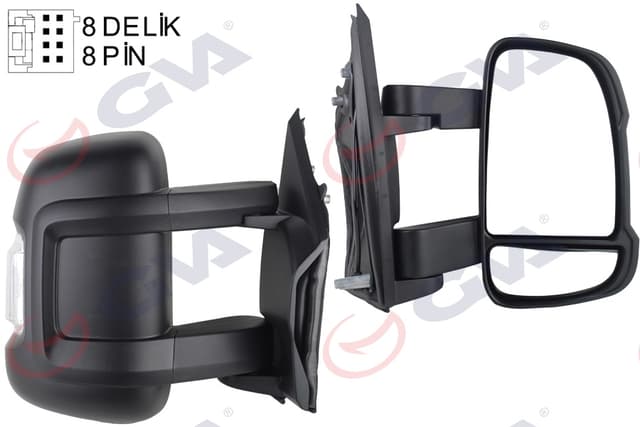 GVA DIŞ DİKİZ AYNASI SAĞ DUCATO-BOXER-JUMPER 06 ELEKTRİKLİ ISITMALI SİNYALLİ ORTA UZUN KOL KONVEKS 8 FİŞ VM-6202EHR OEM: 8153.W2-1635194180-735661845 - GVA 1027152 kodlu oto yedek parça